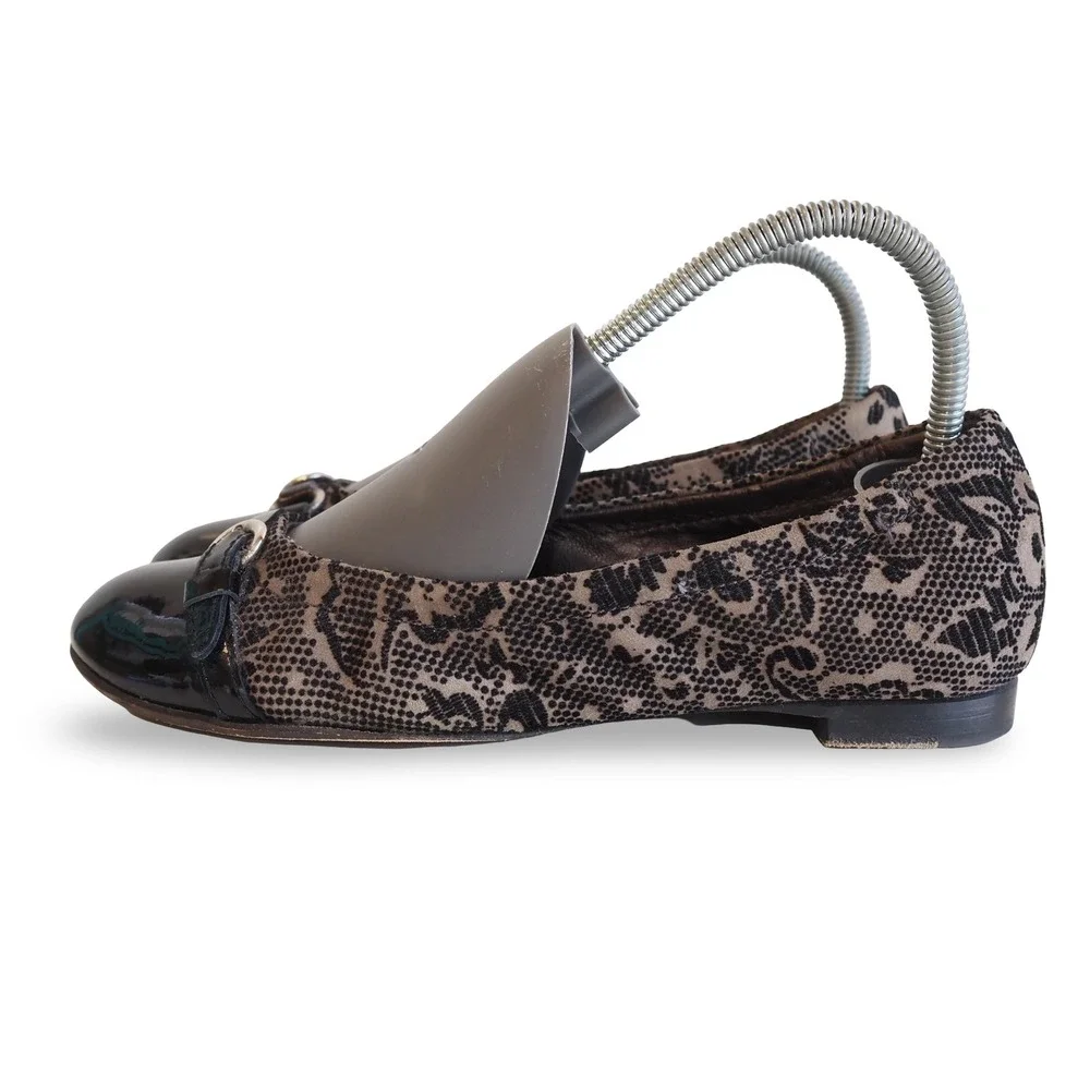 AGL Attilio Giusti Leombruni Monika Lace Print Ballet Flats Girls 4/34 Black